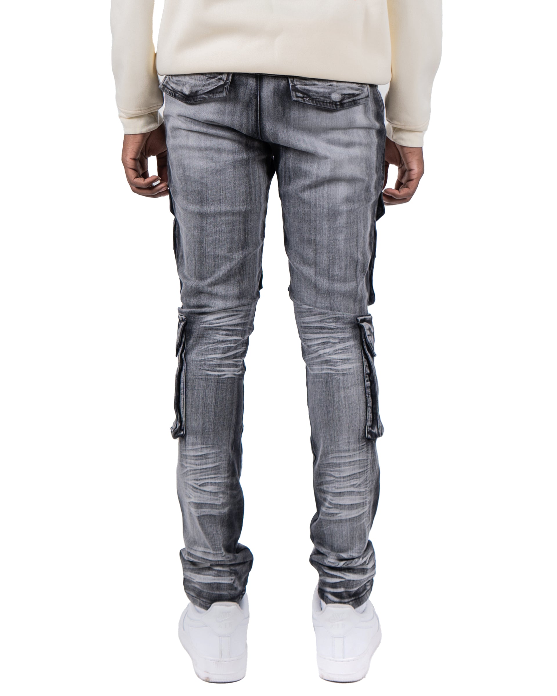AUSTIN | Utility Pocket Fashion Skinny Denim Jeans in Black Wash