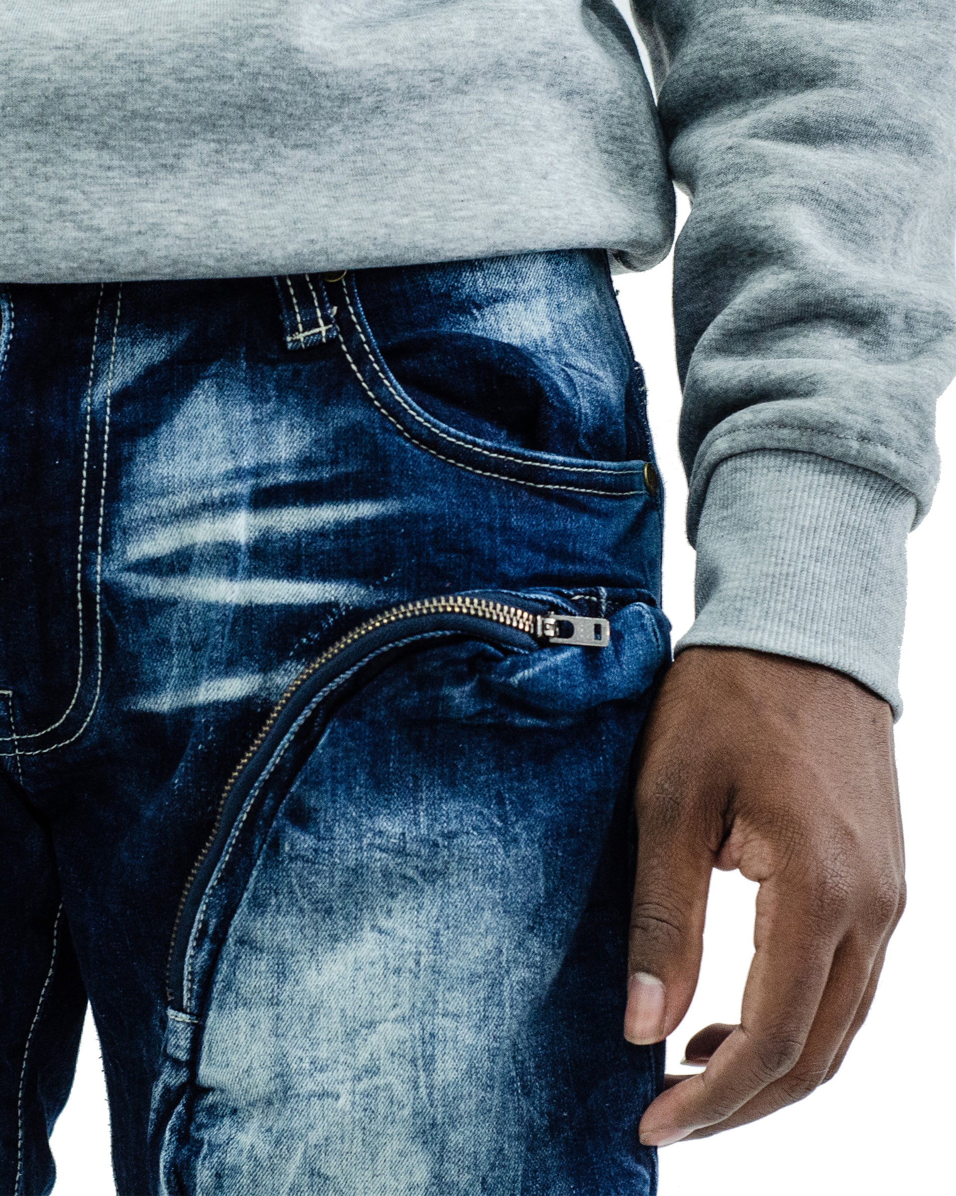 BROADWAY | X-Ray Fashion Skinny Denim Jeans with Knee Pocket in Dark Blue
