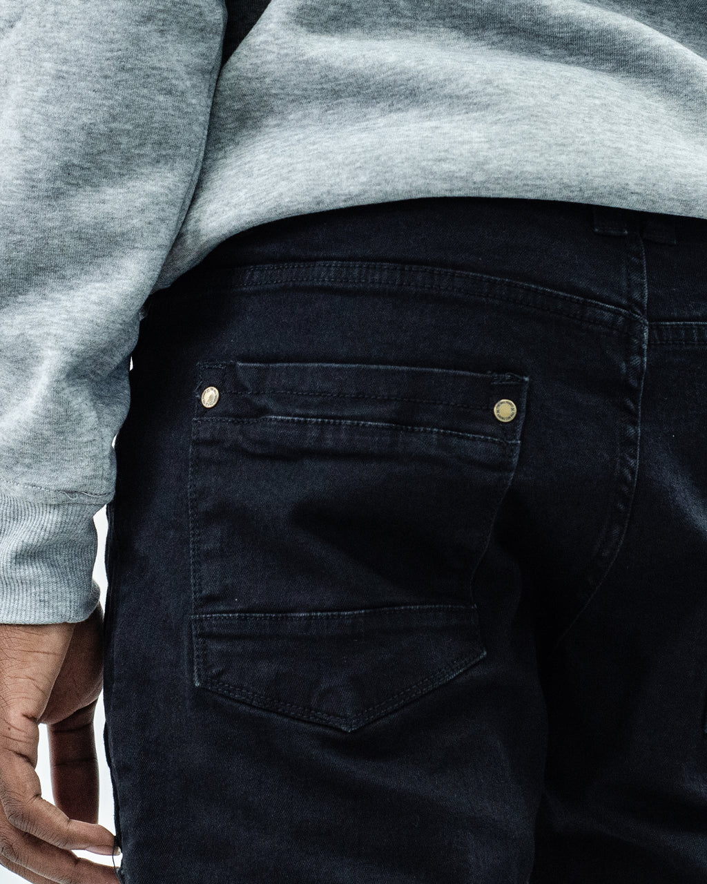 CENTRAL | Ankle Zipper Multi Seam Skinny Moto Denim Jeans in Jet Black