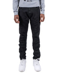 CENTRAL | Ankle Zipper Multi Seam Skinny Moto Denim Jeans in Jet Black