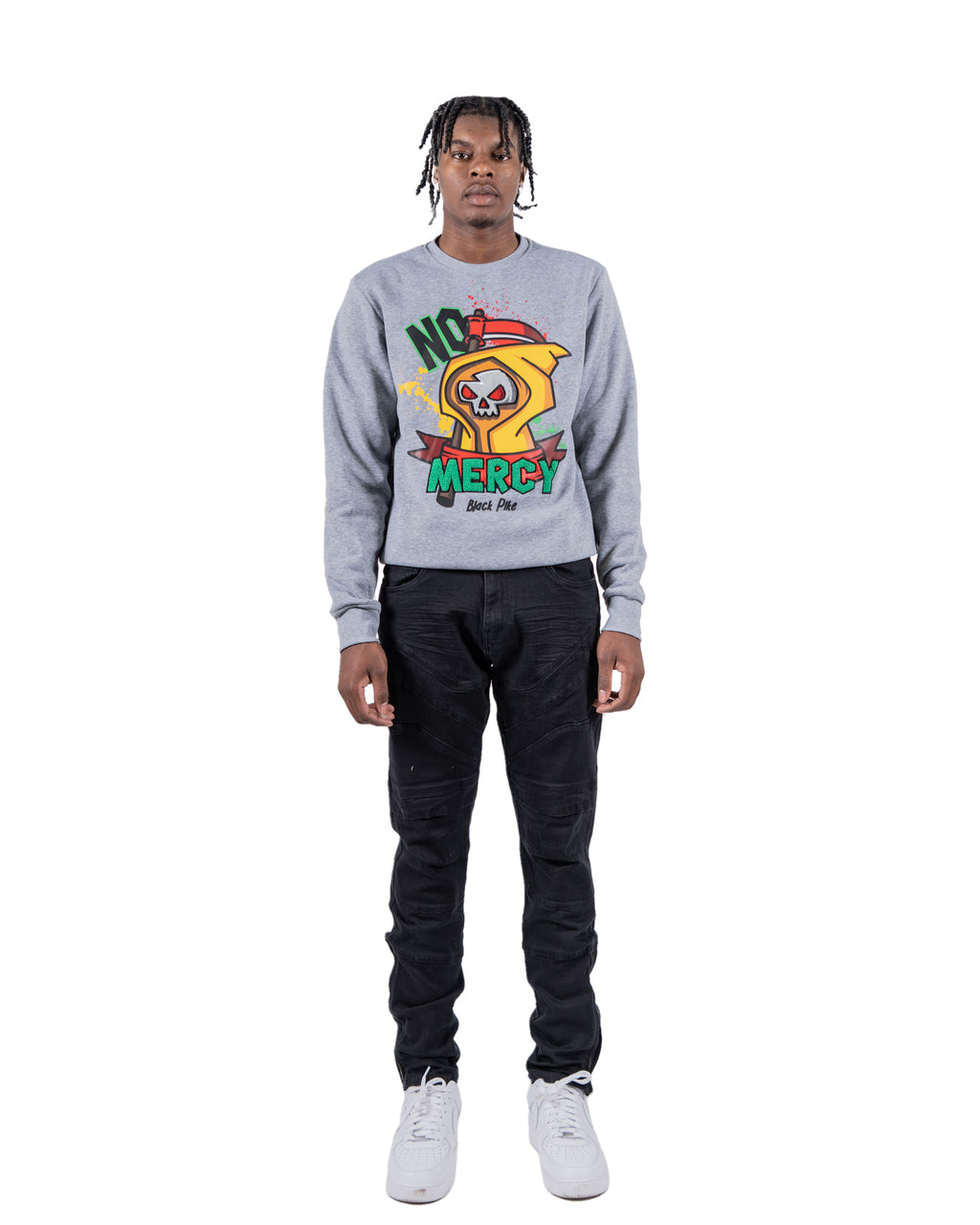 CENTRAL | Ankle Zipper Multi Seam Skinny Moto Denim Jeans in Jet Black