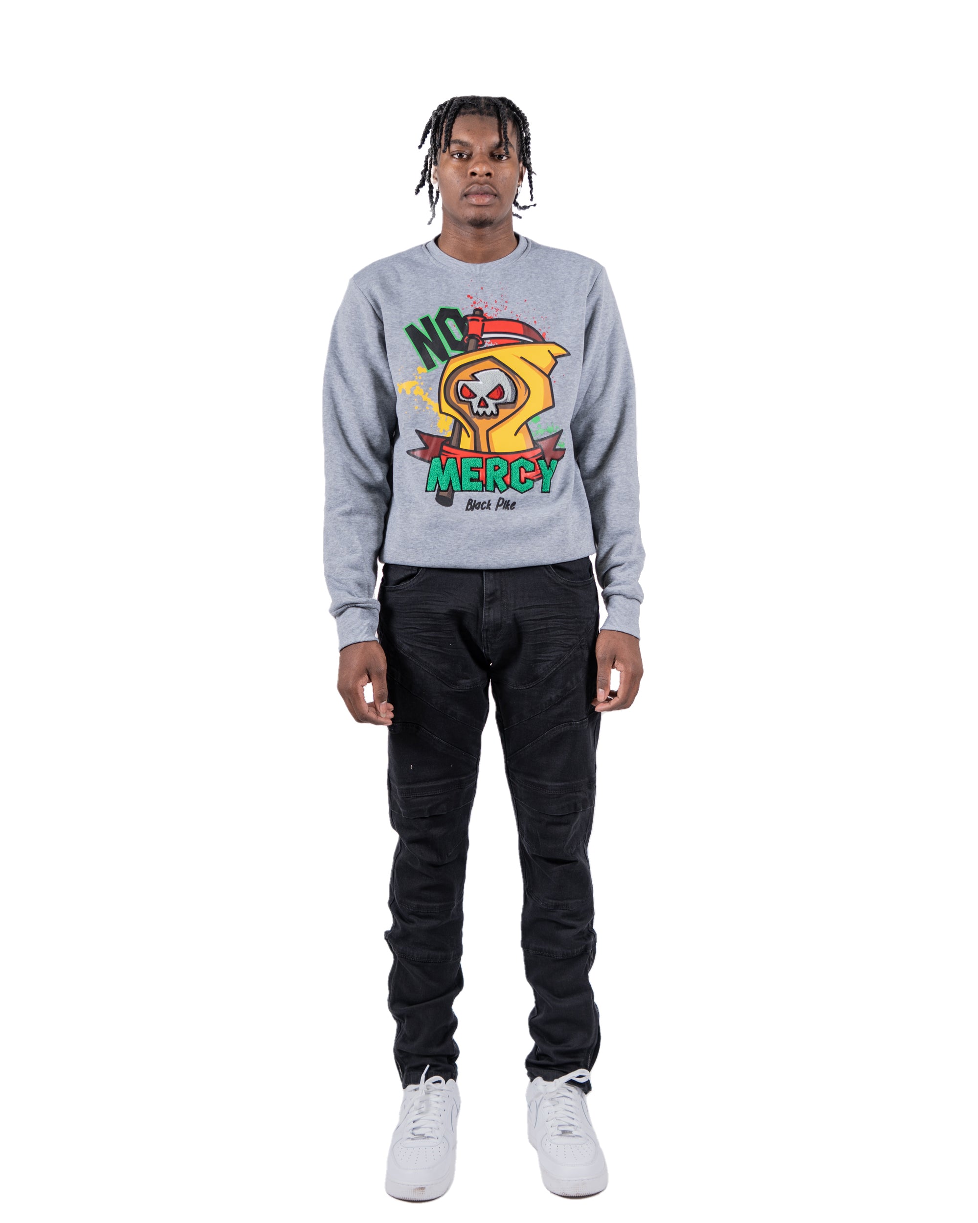 CENTRAL | Ankle Zipper Multi Seam Skinny Moto Denim Jeans in Jet Black