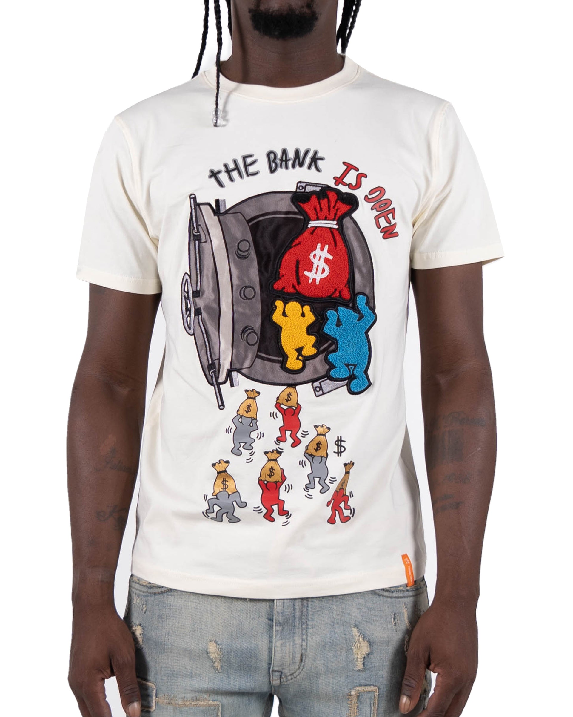 Men's "The Bank Is Open" Graphic T-Shirt | Off White