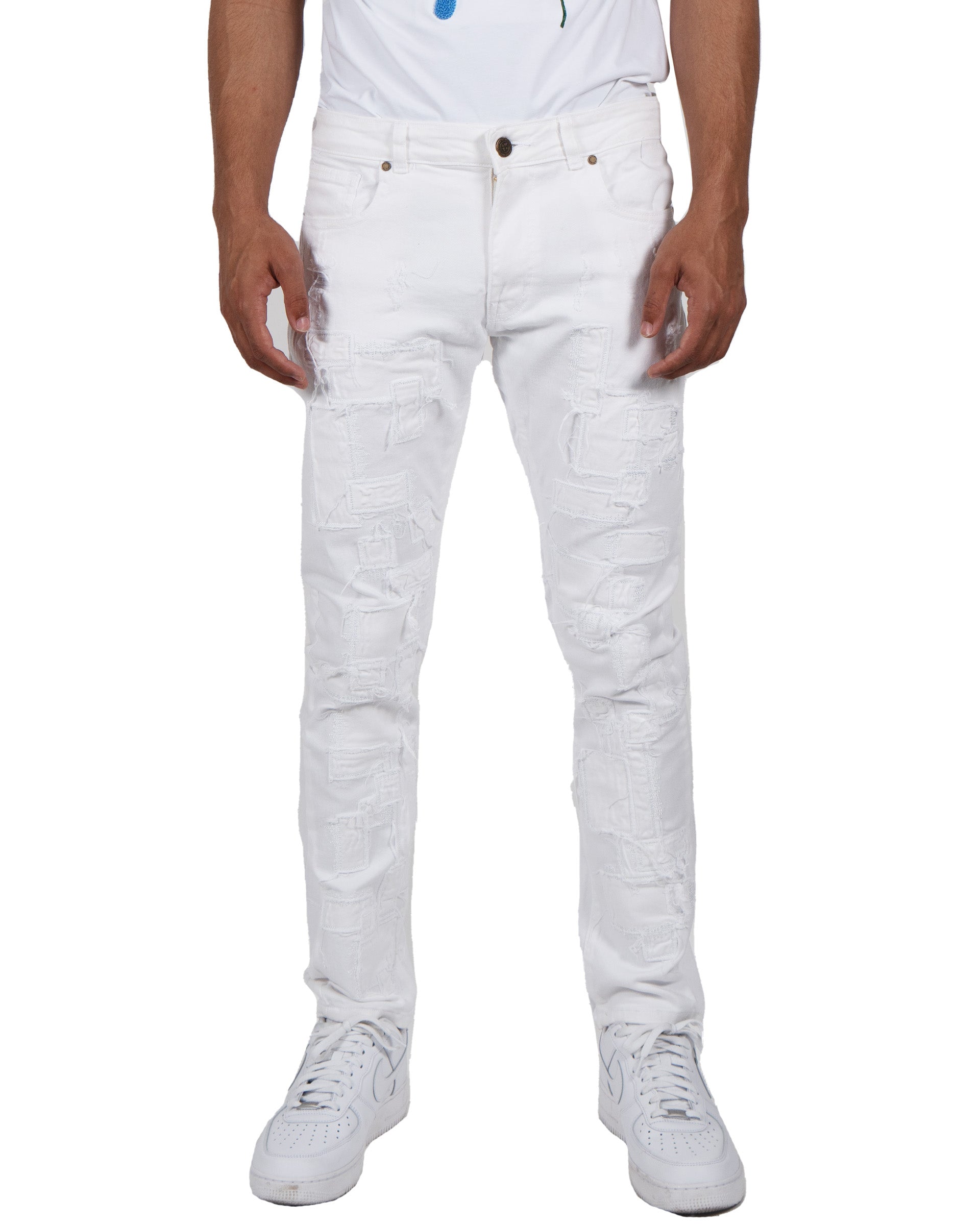 HUMBOLDT | Slim Fit Stitched Denim Jeans in White