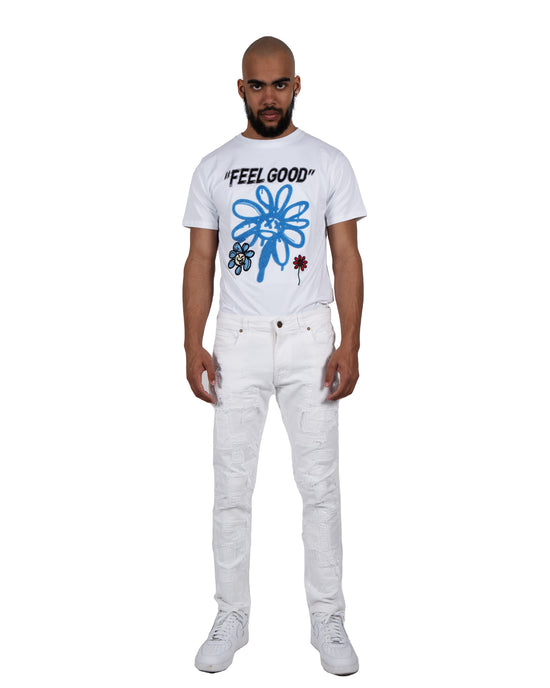 HUMBOLDT | Slim Fit Stitched Denim Jeans in White